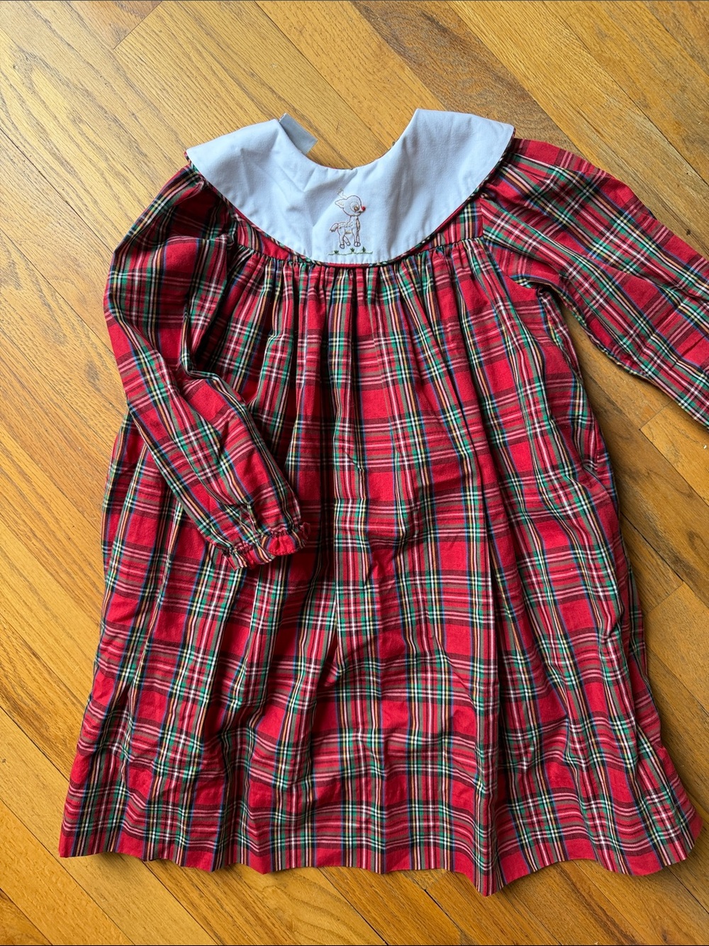 Bailey Boys Red Plaid Girls Holiday Dress with White Peter Pan Collar